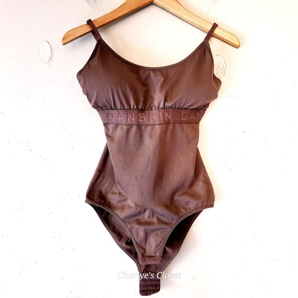 Danskin‎ Bodysuit Shapewear XL Mauve Brown Smoothing Seamless High Cut Brief EUC
